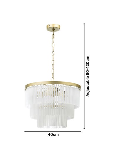 BHS Aubrey Frosted Glass 5 Light Pendant Brass (Adjustable 50-120cm x 40cm)
