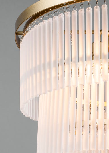 BHS Aubrey Frosted Glass 5 Light Pendant Brass (Adjustable 50-120cm x 40cm)