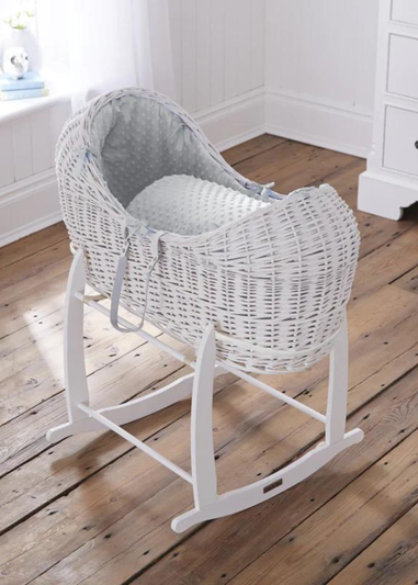 Clair de Lune White Dimple White Wicker Noah Pod ® with Deluxe Rocking Stand