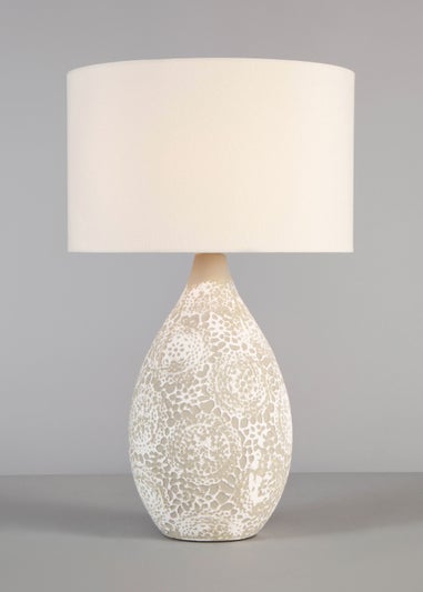 BHS Inar Textured Ceramic Table Lamp Natural (52cm x 30cm)