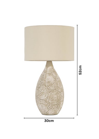 BHS Inar Textured Ceramic Table Lamp Natural (52cm x 30cm)