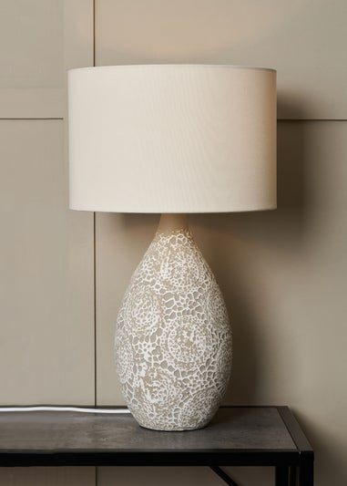 BHS Inar Textured Ceramic Table Lamp Natural (52cm x 30cm)