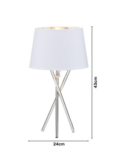 BHS Drey Tripod Table Lamp Chrome (43cm x 24cm)