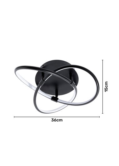 BHS Eero Knotted Shape LED Flush Ceiling Light Satin Black (15cm x 36cm)