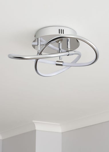 BHS Eero Knotted Shape LED Flush Ceiling Light Chrome (15cm x 36cm)