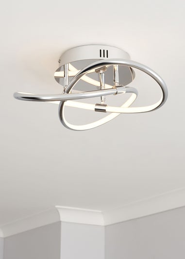 BHS Eero Knotted Shape LED Flush Ceiling Light Chrome (15cm x 36cm)