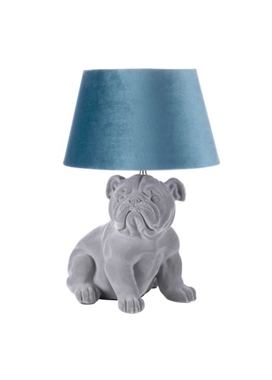 BHS Boris Bulldog Table Lamp Grey & Blue (43cm x 32cm)