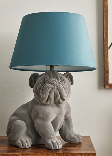 BHS Boris Bulldog Table Lamp Grey & Blue (43cm x 32cm)