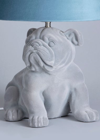 BHS Boris Bulldog Table Lamp Grey & Blue (43cm x 32cm)