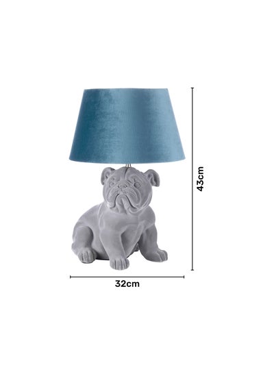 BHS Boris Bulldog Table Lamp Grey & Blue (43cm x 32cm)