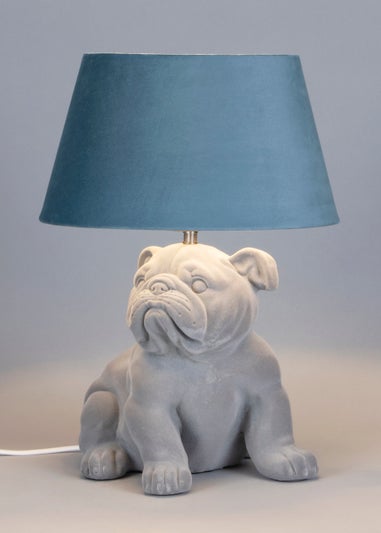 BHS Boris Bulldog Table Lamp Grey & Blue (43cm x 32cm)