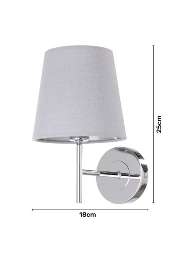 BHS Mira Wall Light Chrome & Grey (25cm x 18cm)