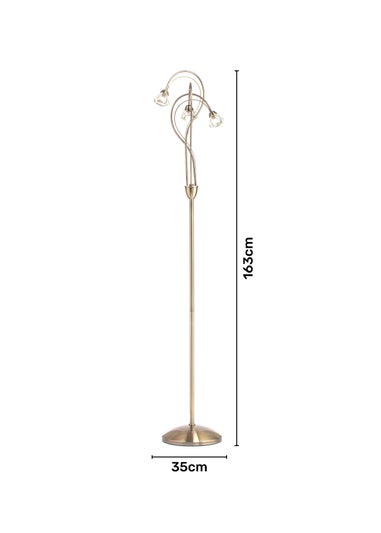 BHS Marianne Floor Lamp 3 Light Antique Brass (163cm x 35cm)