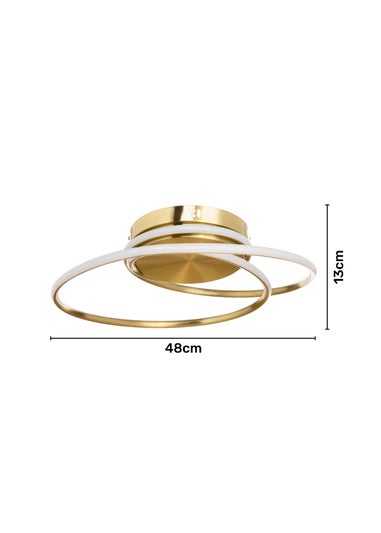 BHS Pei Rings LED Flush Ceiling Light Satin Brass (13cm x 48cm)