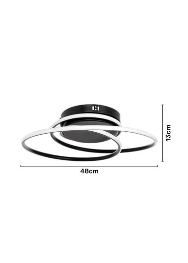 BHS Pei Rings LED Flush Ceiling Light Satin Black (13cm x 48cm)