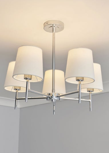 BHS Mira Semi Flush Ceiling 5 Light Chrome & Natural (40cm x 47cm)