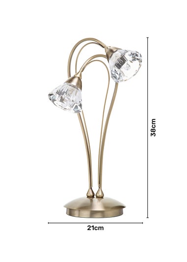 BHS Marianne Table Lamp 2 Light Antique Brass (38cm x 21cm)