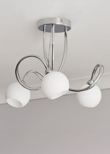 BHS Soni Flush Ceiling 3 Light Chrome (26cm x 40cm)