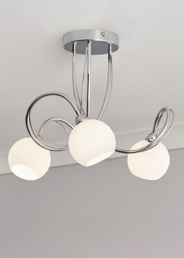 BHS Soni Flush Ceiling 3 Light Chrome (26cm x 40cm)