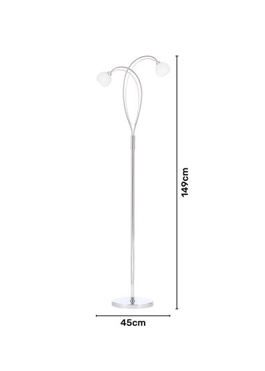 BHS Soni Floor Lamp 2 Light Chrome (149cm x 45cm)