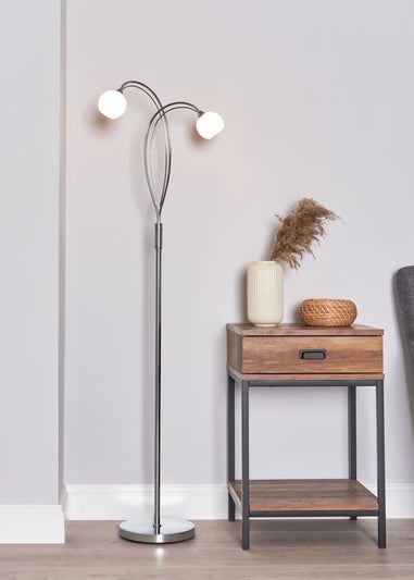 BHS Soni Floor Lamp 2 Light Chrome (149cm x 45cm)