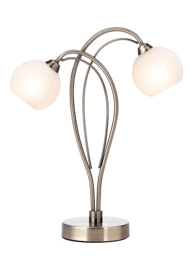 BHS Soni Table Lamp 2 Light Antique Brass (38cm x 31cm)