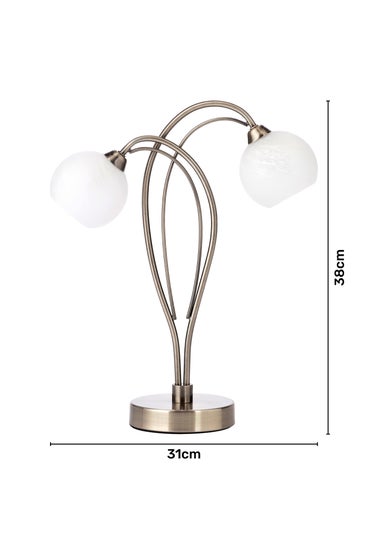 BHS Soni Table Lamp 2 Light Antique Brass (38cm x 31cm)