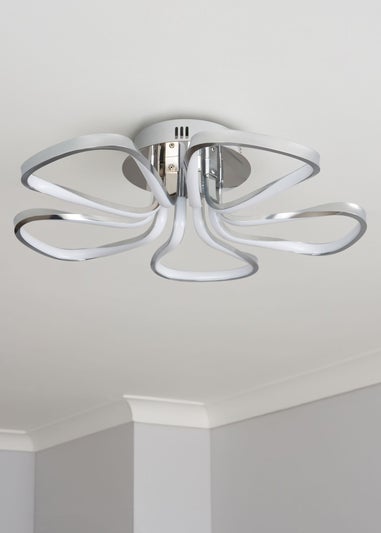 BHS Chrome Alvar 5 Petals LED Flush Light