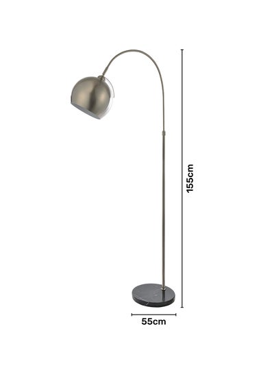 BHS Benson Curved Floor Lamp Satin Nickel (155cm x 55cm)