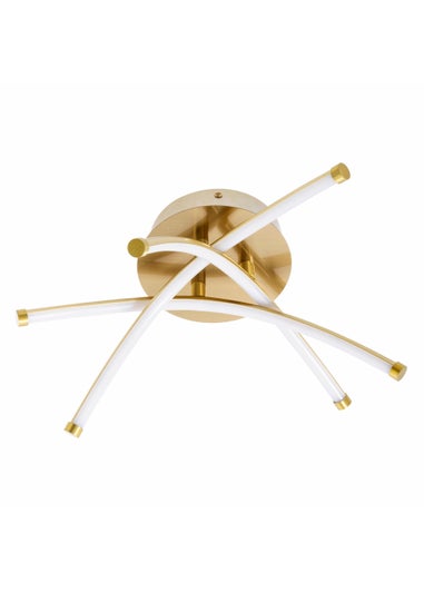 BHS Brass Aalto Cross Over Arms LED Flush Light