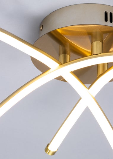 BHS Brass Aalto Cross Over Arms LED Flush Light