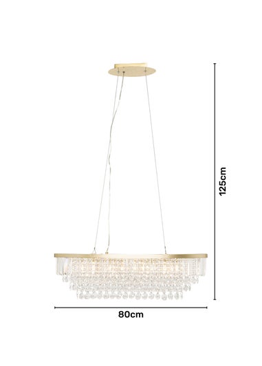 BHS Paladina 4 Light Oval Diner Bar Ceiling Light Satin Brass (Adjustable 40-125cm x 80cm)