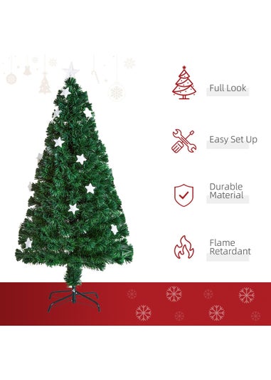 HOMCOM Green Fibre Optic Artificial Christmas Tree W/ Stars