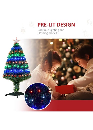 HOMCOM 3ft 90cm Fibre Optic Artificial Christmas Tree