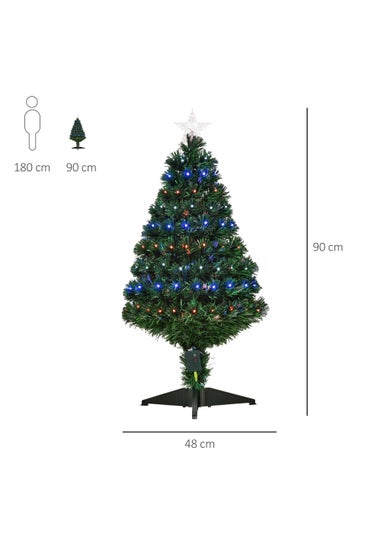 HOMCOM 3ft 90cm Fibre Optic Artificial Christmas Tree