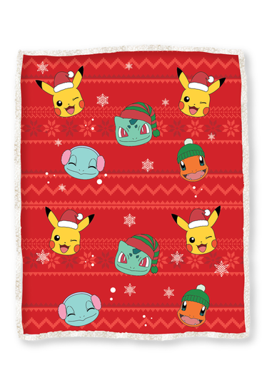 Pokemon Christmas Joy Sherpa Throw