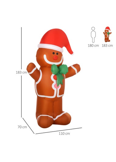 HOMCOM 6ft Christmas Inflatable Gingerbread Man