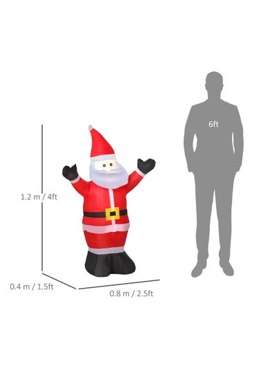 HOMCOM 4ft Inflatable Christmas Santa Claus