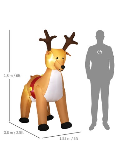 HOMCOM 6ft Christmas Inflatable Reindeer