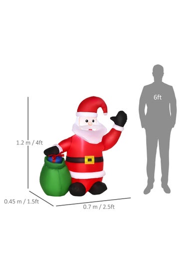 HOMCOM Inflatable Blow up Christmas Santa Claus 4ft LED Yard Holiday Decoration