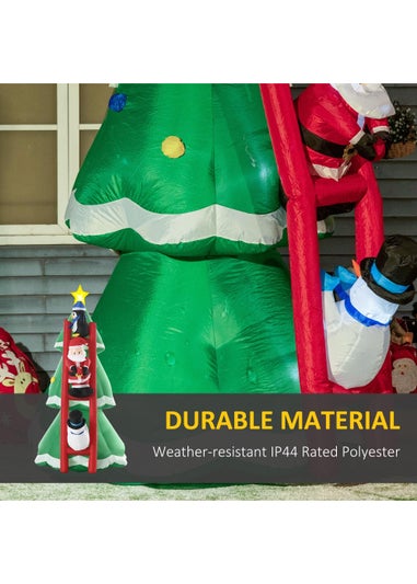 HOMCOM Inflatable Christmas Tree with Santa Claus, Penguin and Snowman on a Ladder (8Ft)