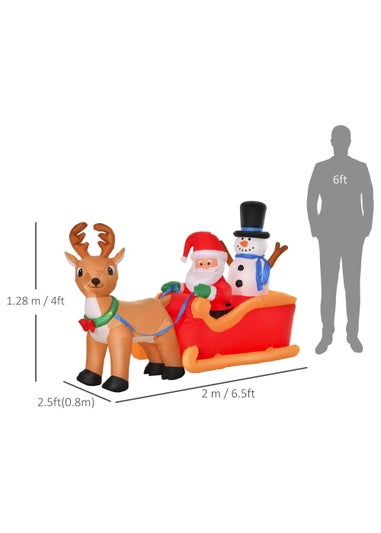 HOMCOM 4ft Christmas Inflatable Santa Sleigh Deer