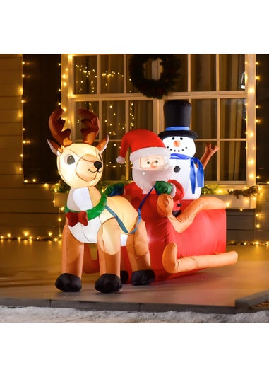 HOMCOM 4ft Christmas Inflatable Santa Sleigh Deer