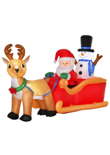 HOMCOM 4ft Christmas Inflatable Santa Sleigh Deer