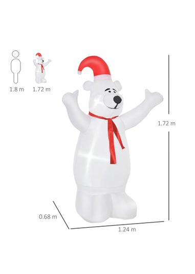 HOMCOM 6ft Tall Outdoor Inflatable Bear Airblown Projection Holiday Christmas Lawn Décor