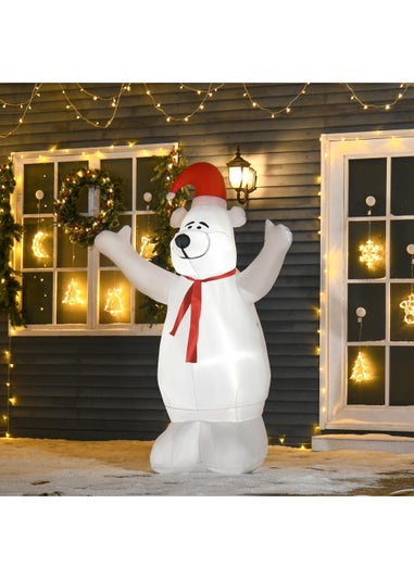 HOMCOM 6ft Tall Outdoor Inflatable Bear Airblown Projection Holiday Christmas Lawn Décor