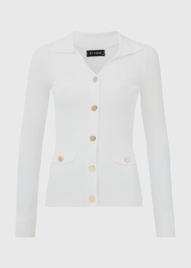 Et Vous Ivory Button Utility Top