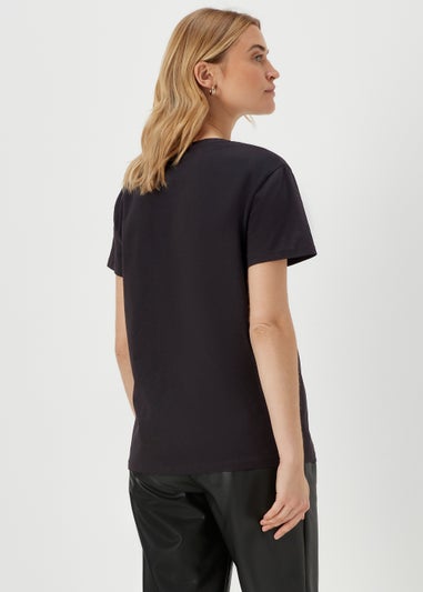 Black Sequin Stripe T-Shirt