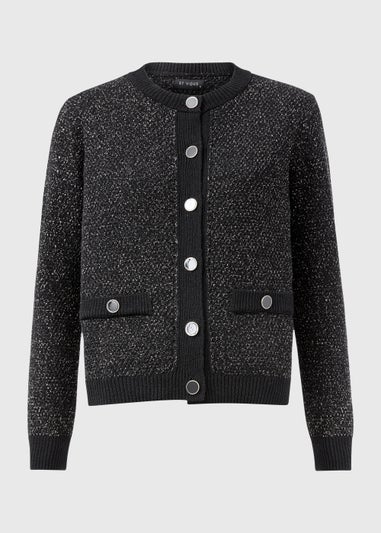 Et Vous Black Glitter Button Cardigan