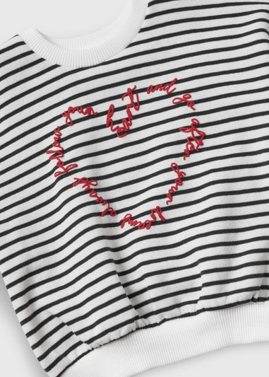 Girls Navy Stripe Frill Sweatshirt (9mths-6yrs)